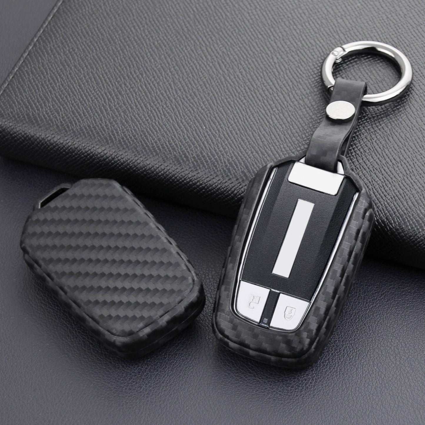 Leather Silicone Car Key Case Cover With Buckle For Isuzu