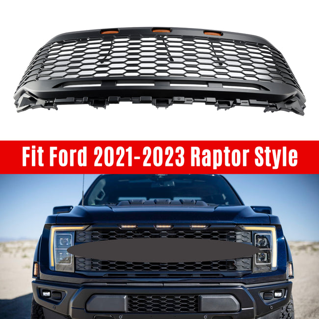 Replacement ABS Front Bumper Grill Grille Fit Ford F150 2021-2023 Raptor W/ LED