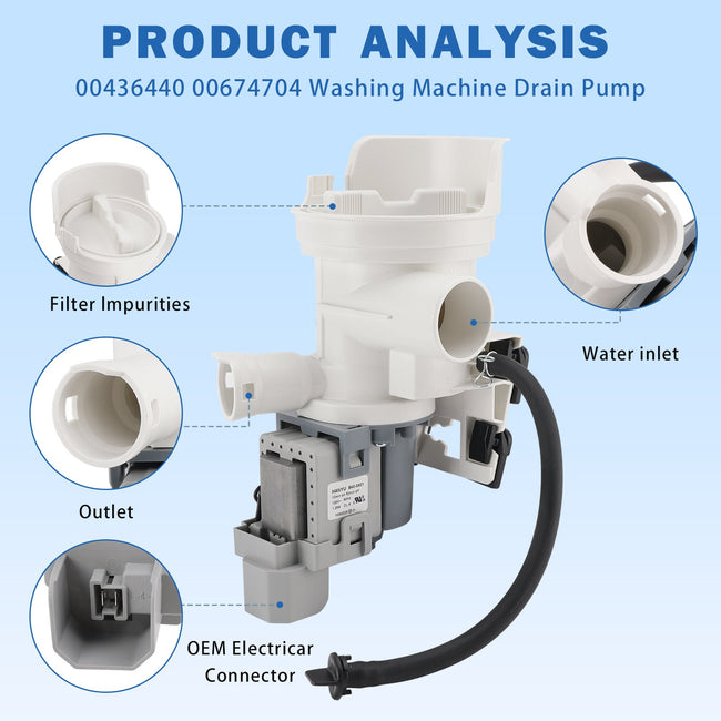 00436440 Washer Drain Pump Compatible With Bosch Washing Machine 436440 00674704