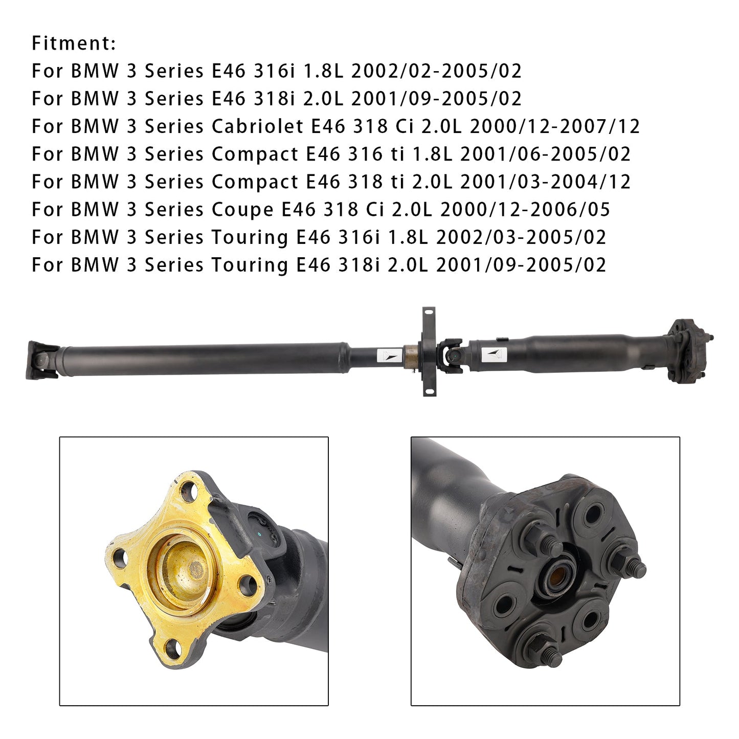 2000/12-2006/05 BMW 3 Series Coupe E46 318 Ci 2.0L Rear Driveshaft Prop Shaft Assembly 26117519303