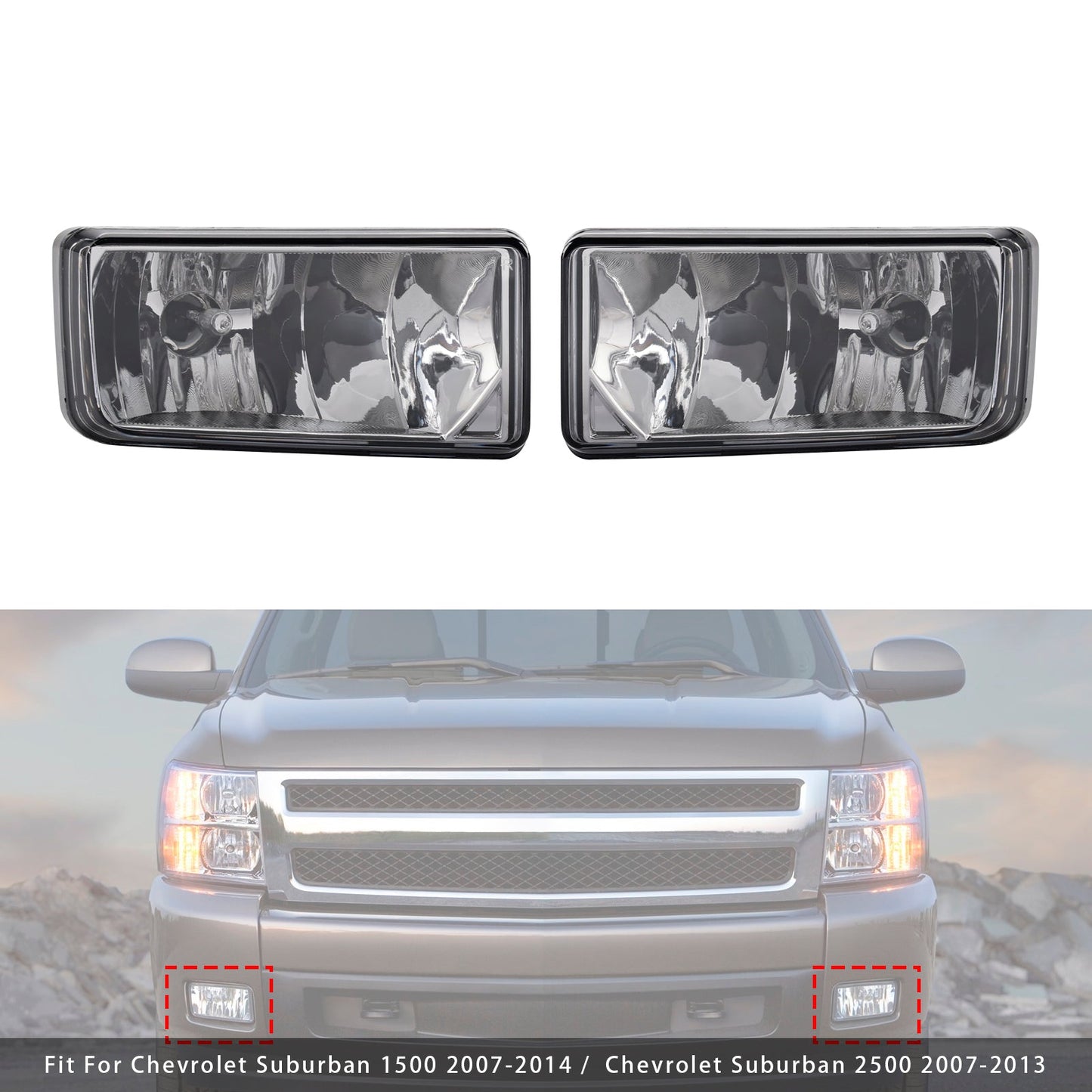 Pair Front Fog Light Lamps With Bulbs For Chevy Silverado 2007-2013 Clear Lens