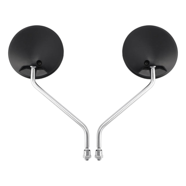 Pair Round Mirrors Black For Piaggio Vespa Scooter Moped 8mm Universal Fit