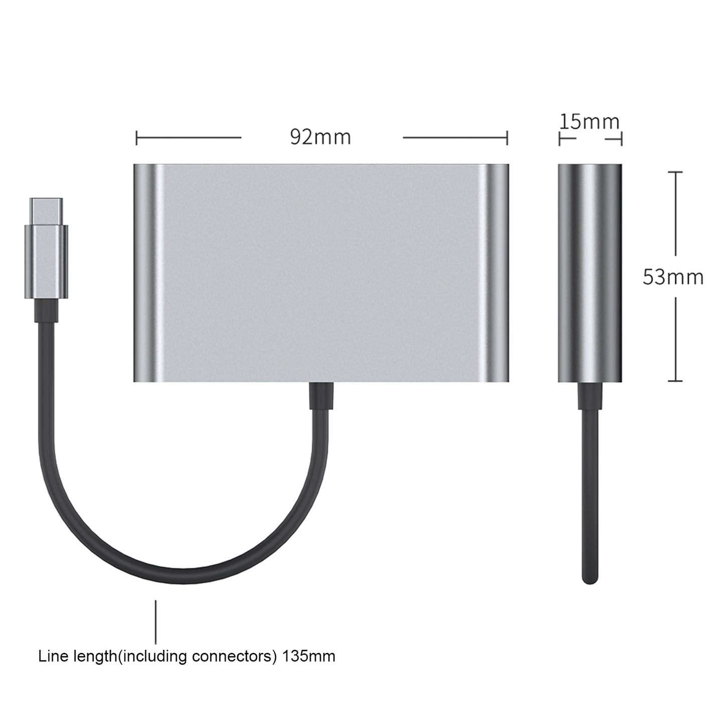 4 in 1 Docking Station TYPE-C to RJ45 100M HDMI USB3.0 PD Interface for MacBook