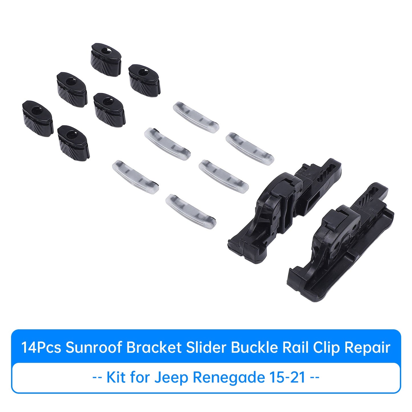 14Pcs Sunroof Bracket Slider Buckle Rail Clip Repair Kit for Jeep Renegade 15-21