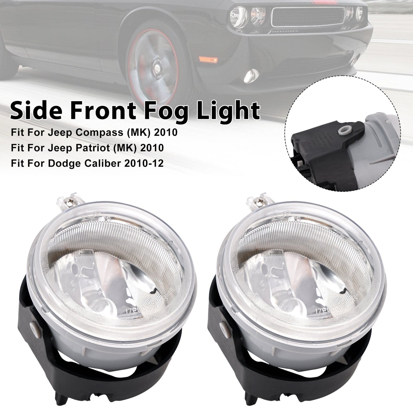 Pair Front Fog Light For Jeep Compass Dodge Charger Caliber 5182025AA