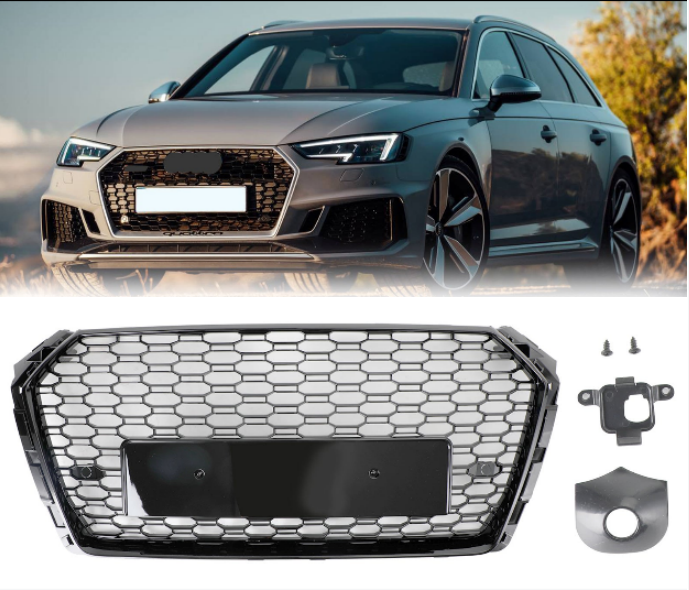 2017-2019 Audi A4/S4 B9 Honeycomb Mesh Hex Grille Grill RS4 Style Black