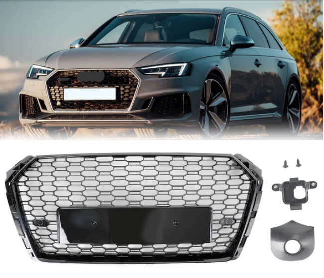2017-2019 Audi A4/S4 B9 Honeycomb Mesh Hex Grille Grill RS4 Style Black