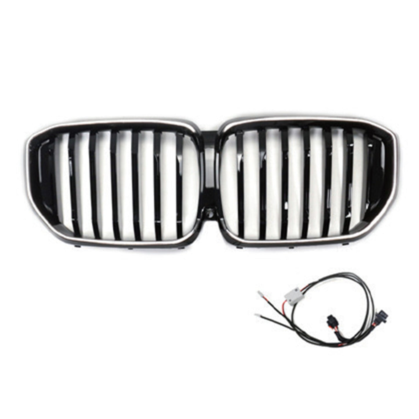 Black Front Bumper Grille Grill Fit BMW G05 LCI X5 2024+ Single Line W/LED