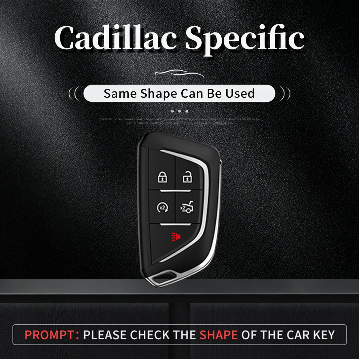 Aluminum Alloy TPU Silvery Car Key Case Cover With Buckle For Cadillac