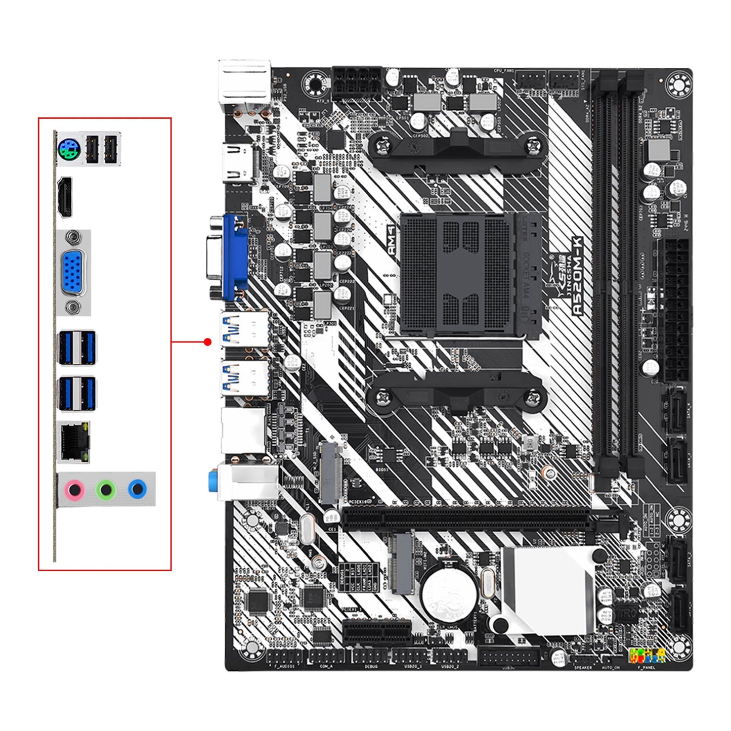 A520M-K Desktop Computer Motherboard AM4 Dual Protocol M.2 Hard Drive Bluetooth