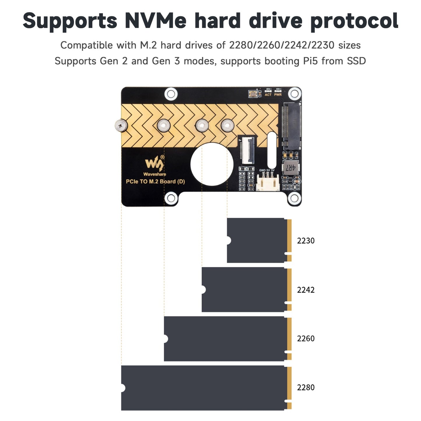 Raspberry Pi 5 PCIE to M.2 Interface Rotor 8Gbps Transmission Expansion Board