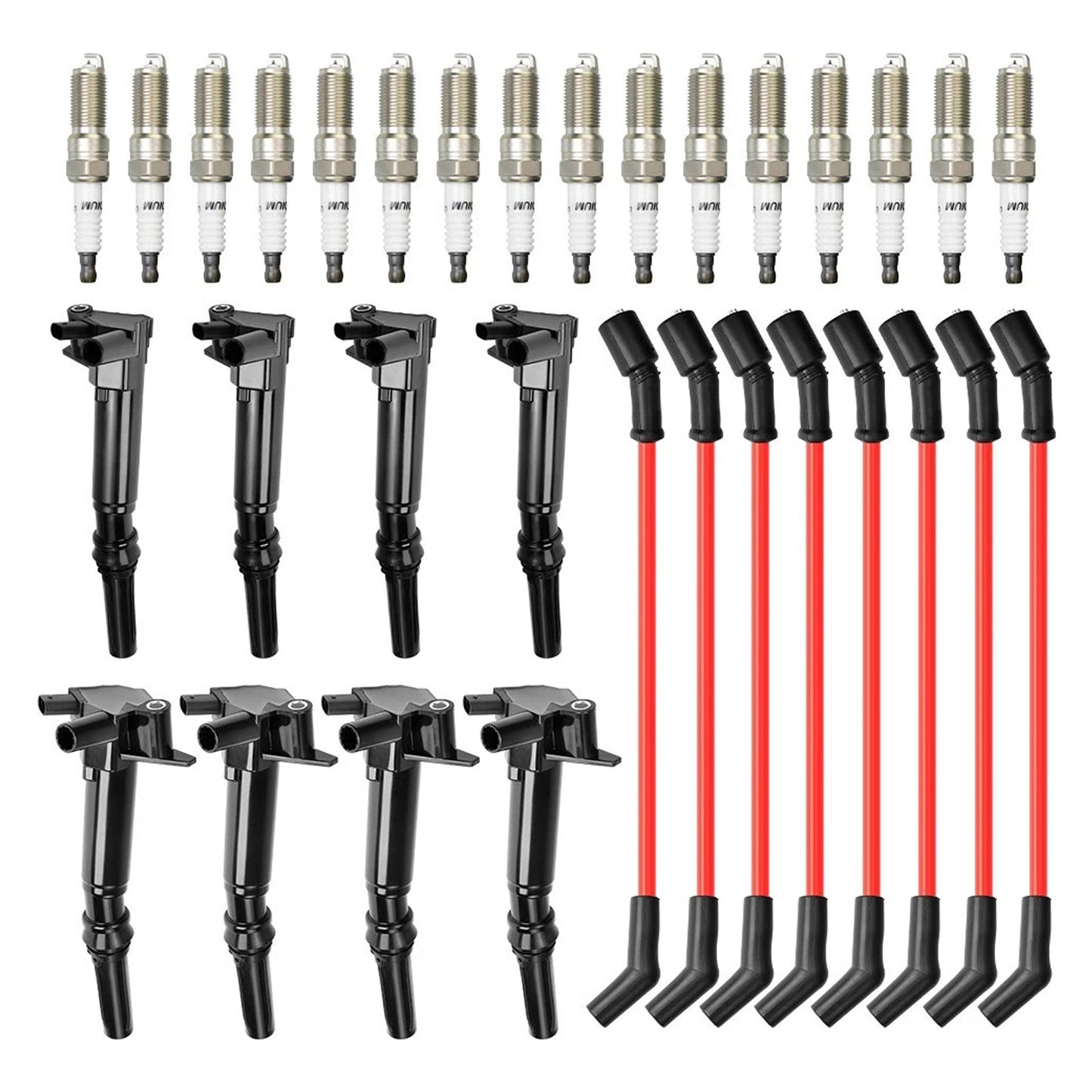 2018-2019 Ford E-350 Super Duty 6.2L V8 8 Ignition Coil+16 Spark Plug+8 Wires UF834 UF865 HL3Z-12029-C
