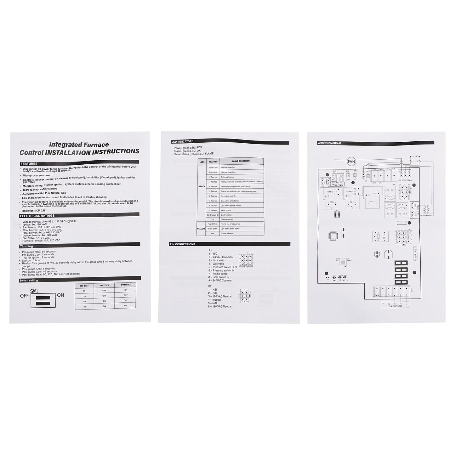 1012920A Furnace Control Board Compatible with Rheem 62-24084-82 2-24084-02