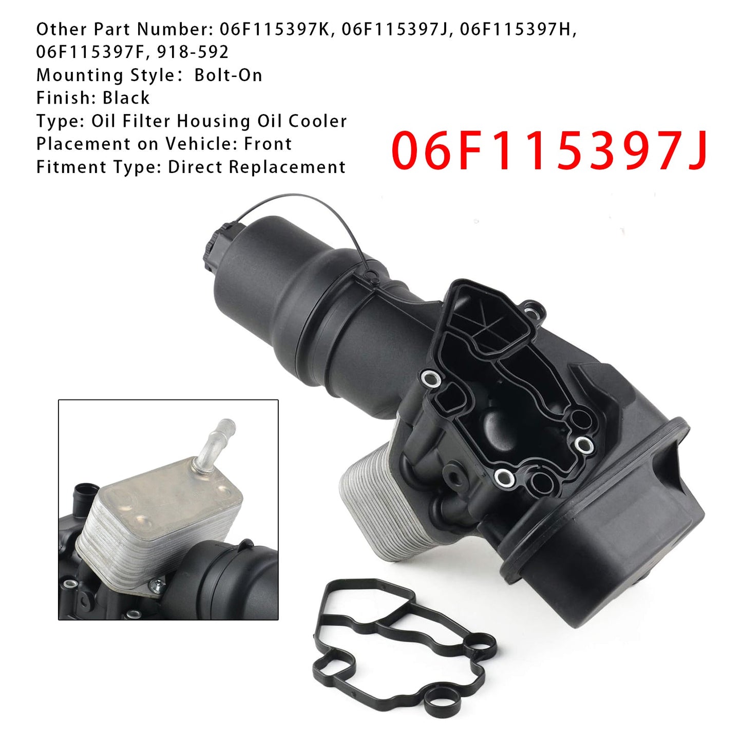 2006-2008 Volkswagen Jetta Mk5 2.0T Engine Oil Cooler Oil Filter Assembly 06F115397J 06F115397H