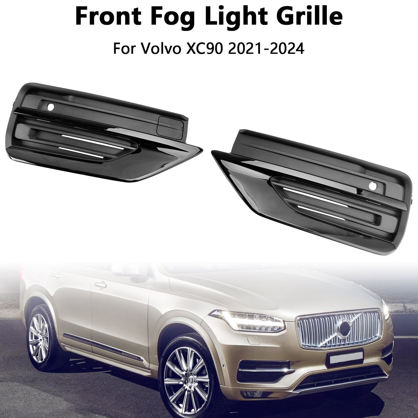 2021-2024 Volvo XC90 2PCS Front Bumper Fog Lamp Grille Fog Light Grille