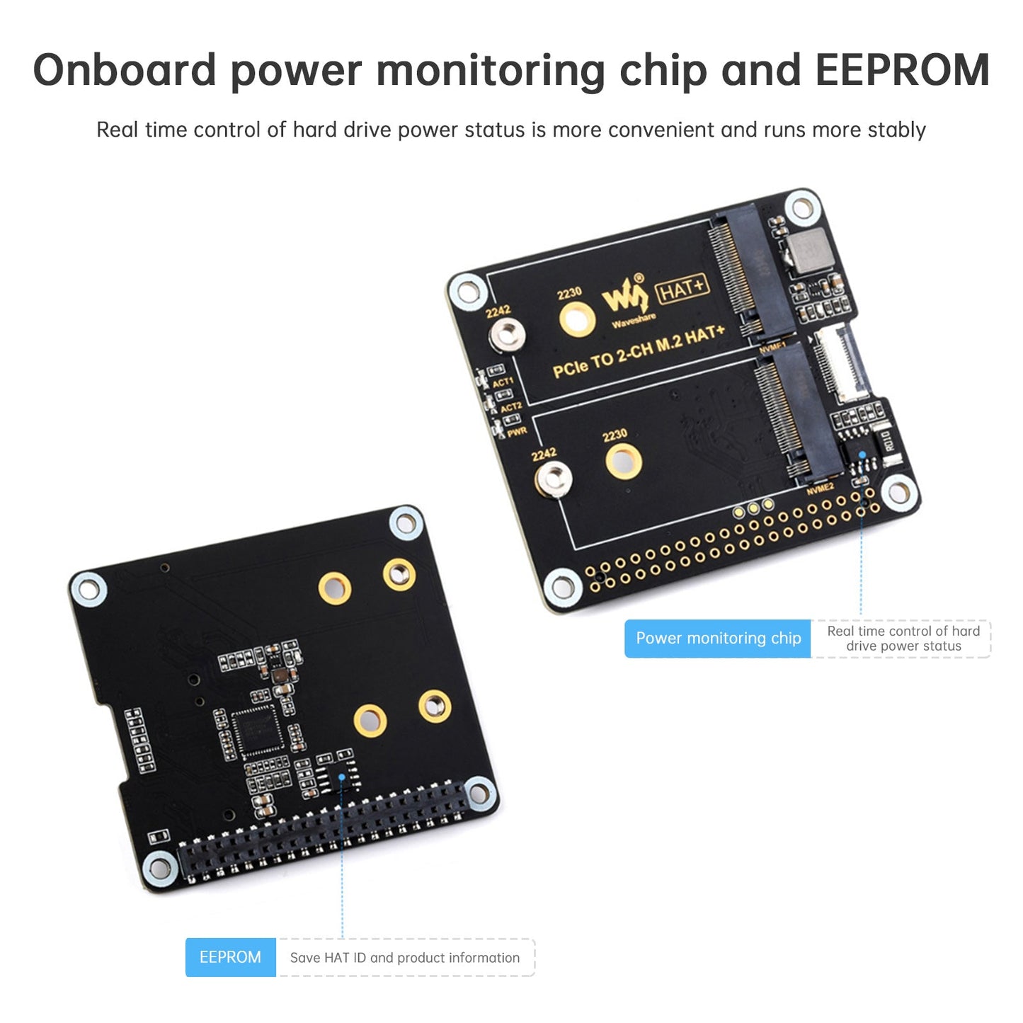 Raspberry Pi 5th Generation PCIe to Dual-Channel M.2 Adapter Board Dual M.2