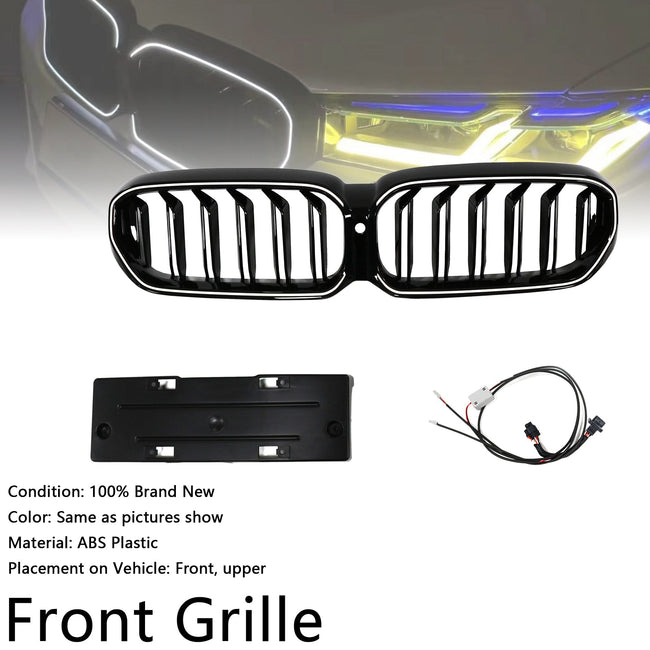 2021-2024 BMW 5 Series G30 G38 Double Slat Front Kidney Grille Gloss Black