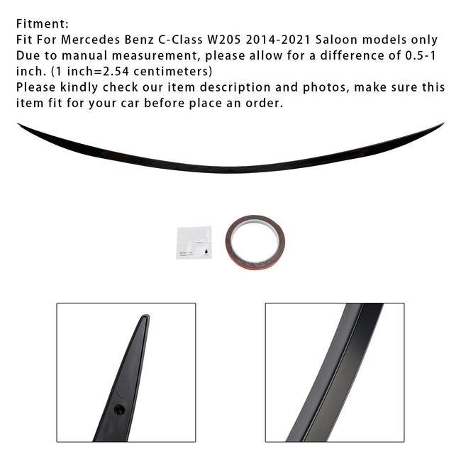 2014-2021 Mercedes-Benz C-Class W205 AMG C63 Style Gloss Black Rear Spoiler