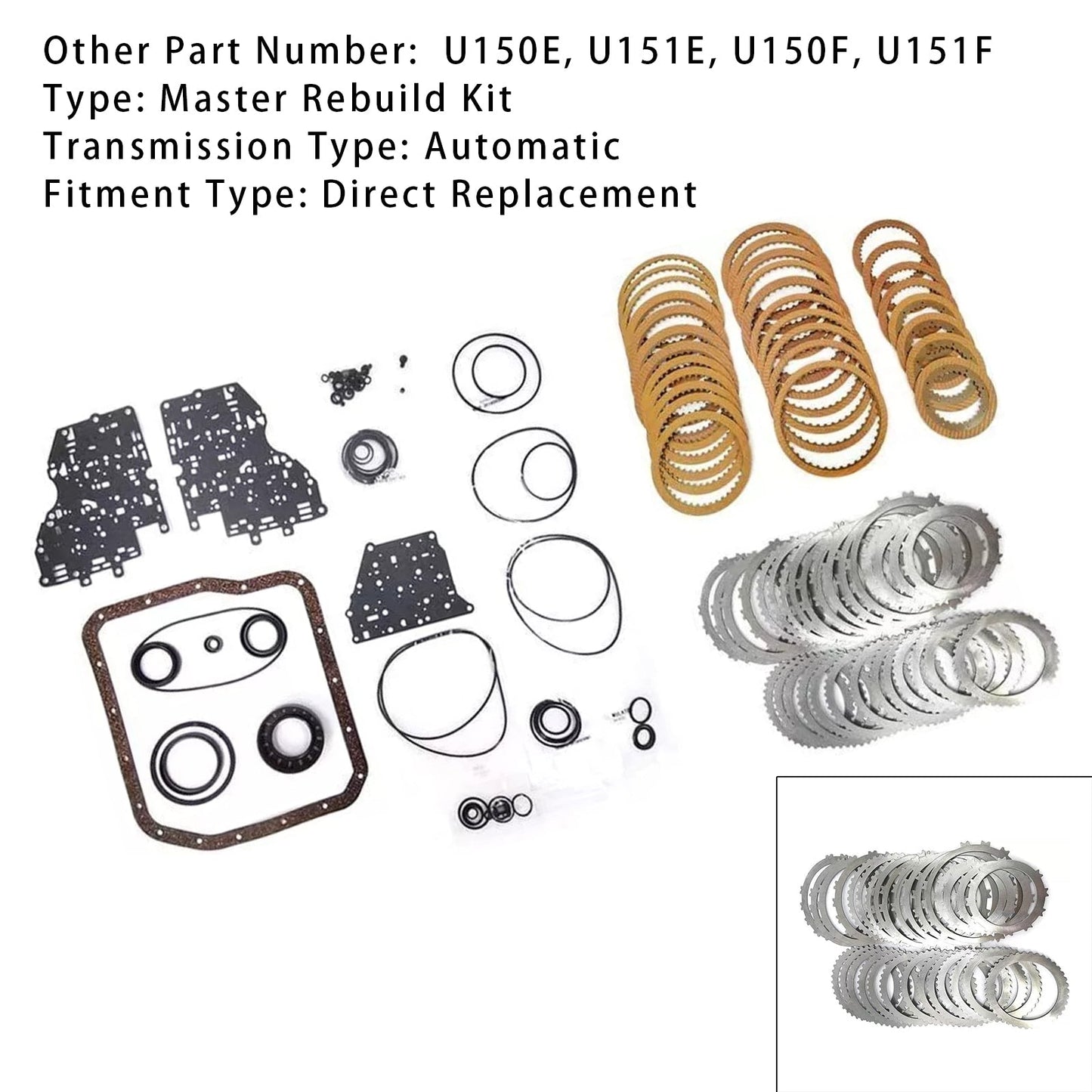 LEXUS RX330 RX350 U150E, U151E, U150F, U151F Auto Transmission Master Rebuild Kit Clutch Discs Gasket
