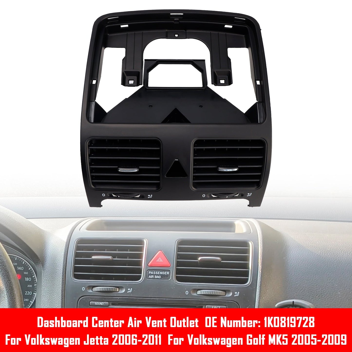 2005-2009 Volkswagen Golf MK5 Dashboard Center Air Vent Outlet 1K0819728 1K0819728E