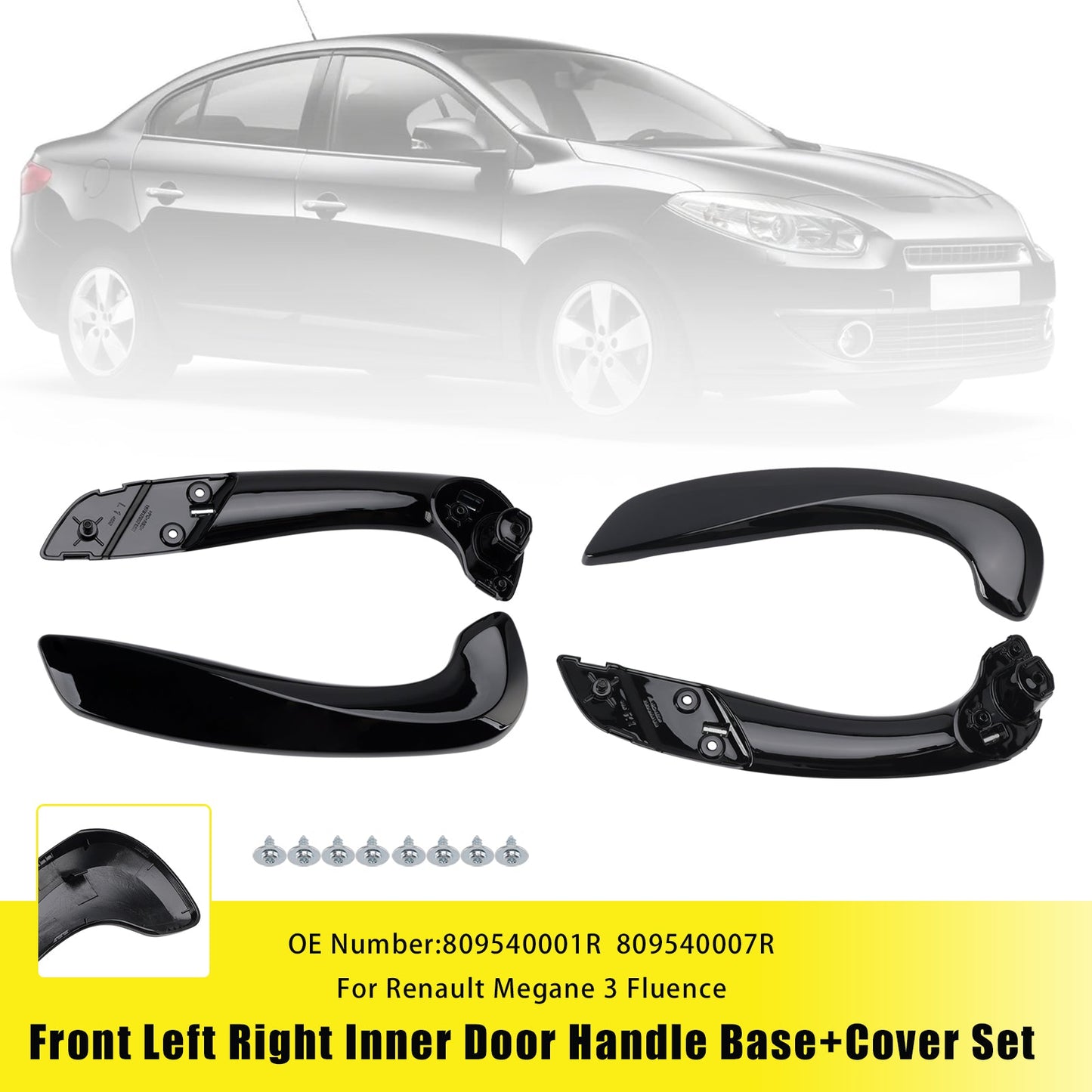 2008-2016 Renault Megane 3 Front Left Right Interior Door Handle Base+Cover