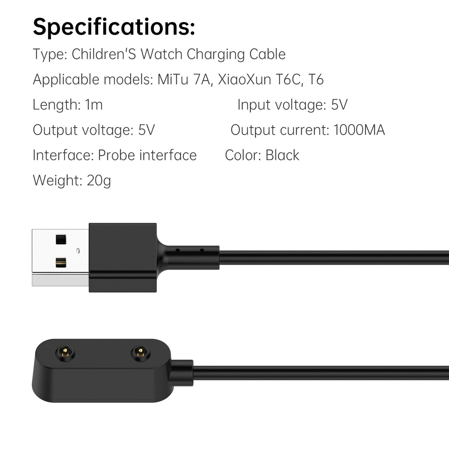 MITU Watch 7A Charging Cable Magnetic Charger Replacement For XiaoXun T6C T6