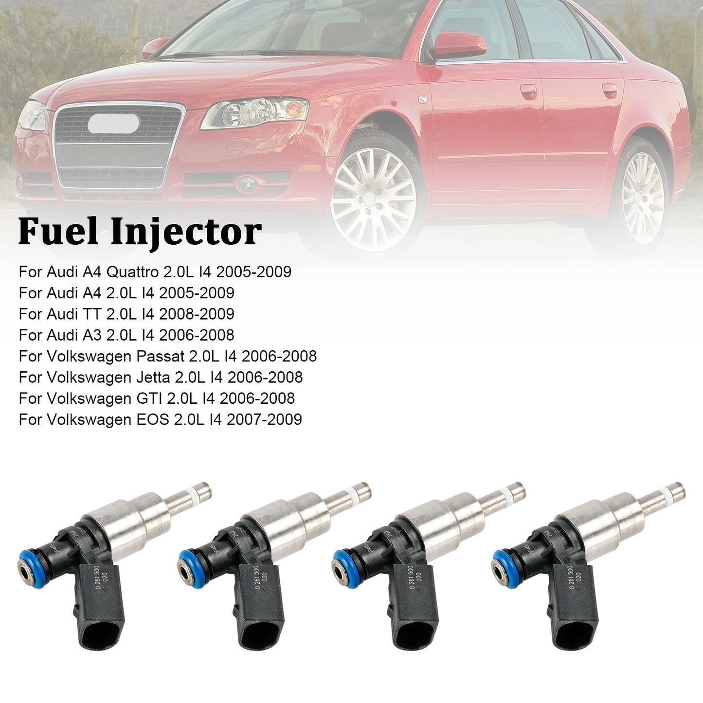 2008-2009 Audi TT 2.0L I4 4PCS Fuel Injector 06F906036A