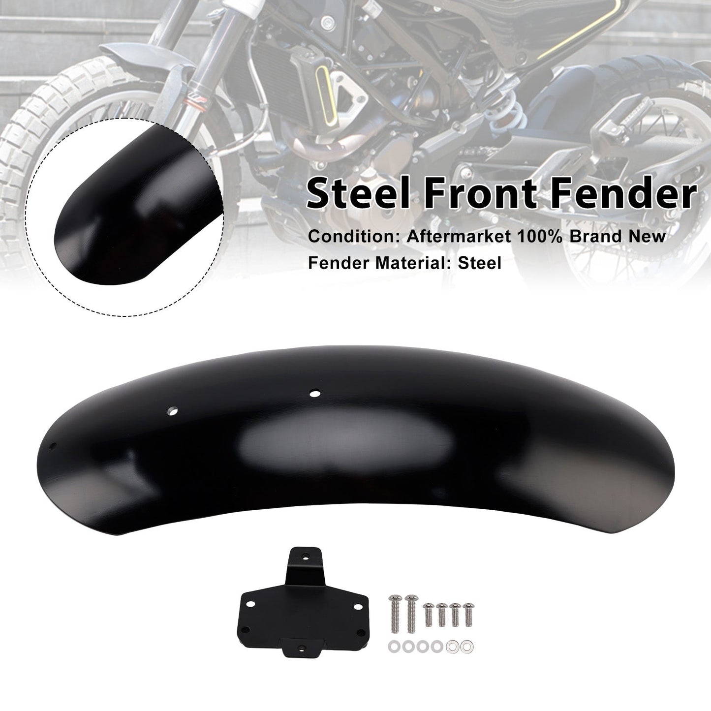 2019-2023 Husqvarna Vitpilen 125 250 401 Svartpilen Steel Front Fender
