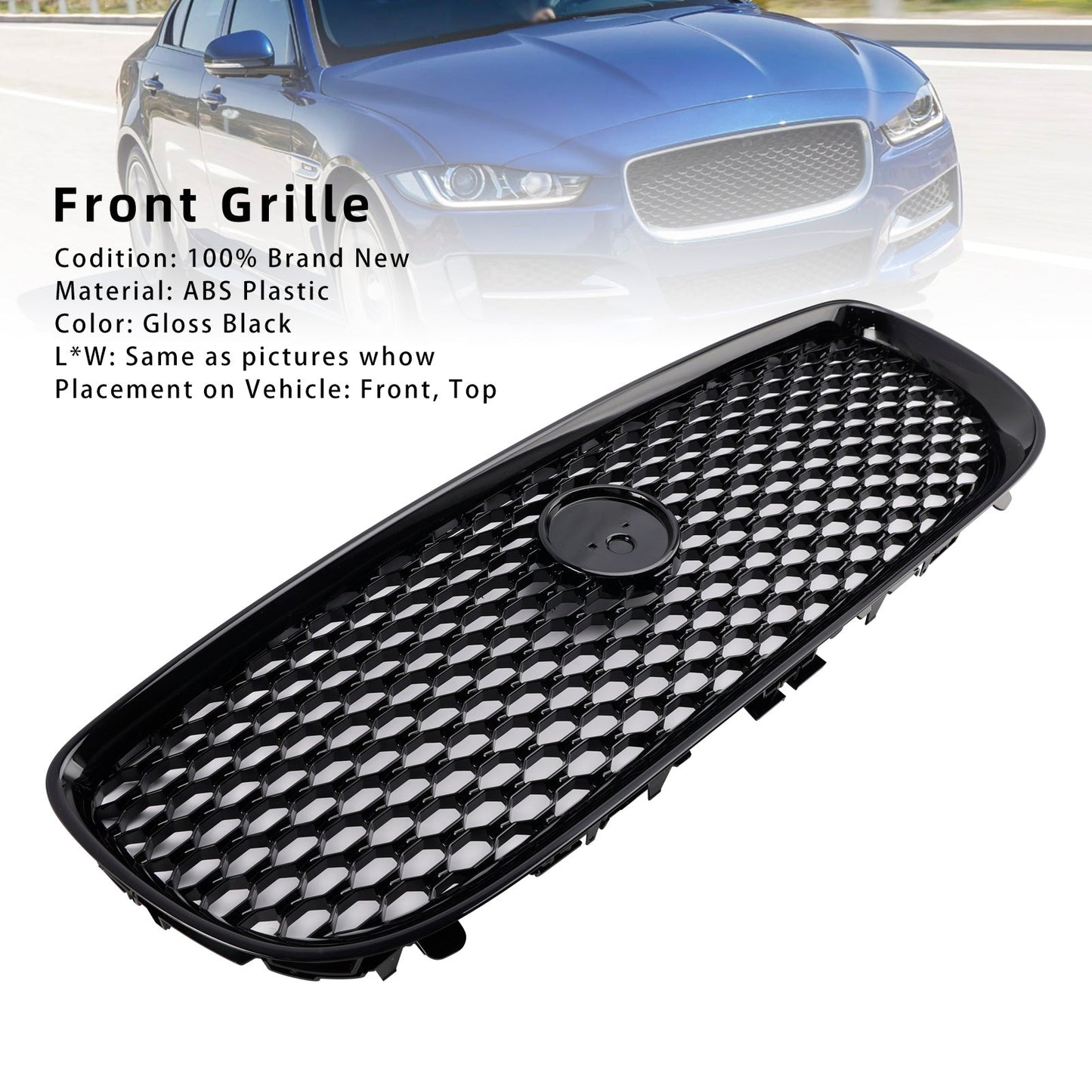 Gloss Black Honeycomb Front Bumper Grille Grill Fit Jaguar XE 2015-2018