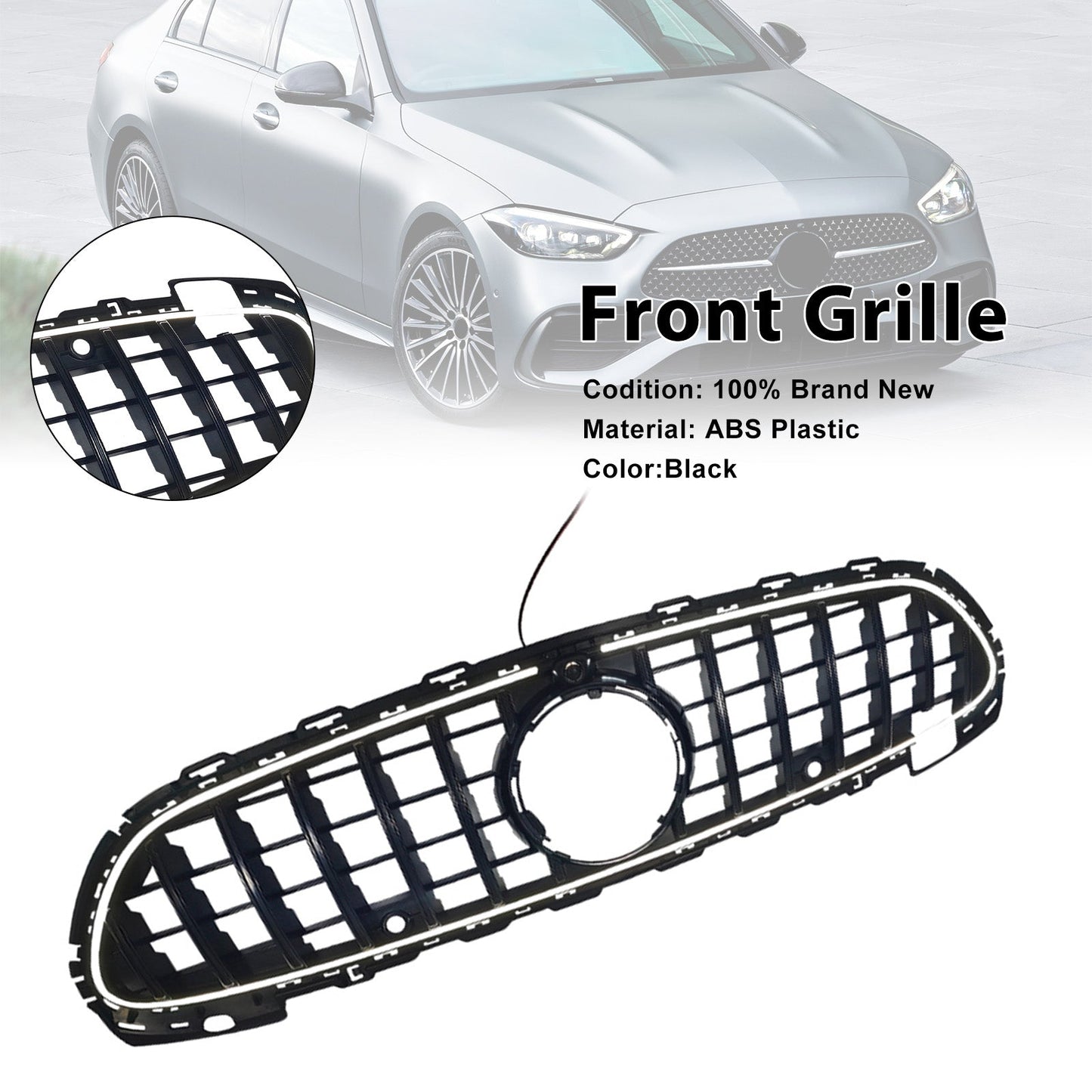 2022-2026 Fit Mercedes Benz W206 W/Camera GTR-Style Front Bumper Grille Grill
