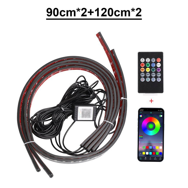 4Pcs LED Chassis Light Modified With Fantasy Ambient Light APP+Remote Control 90*2+120*2