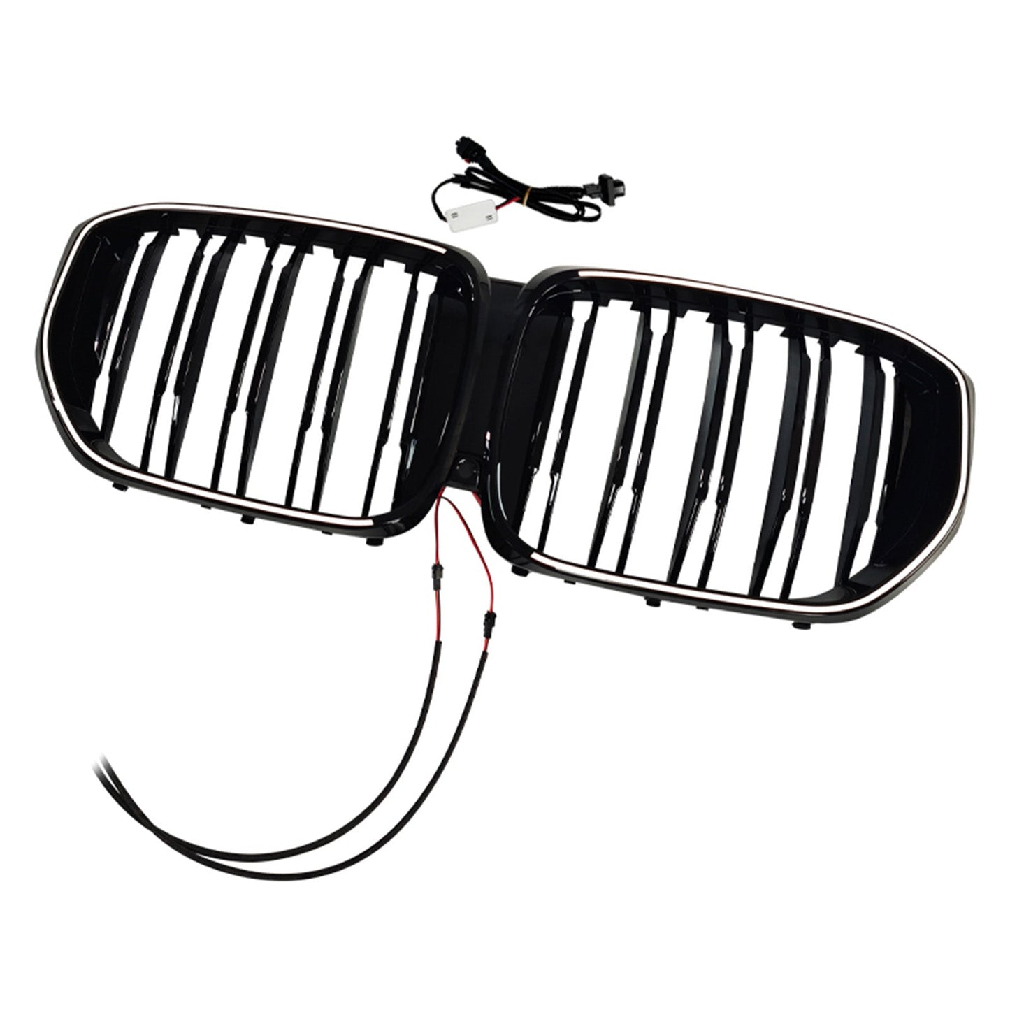 2024+ Fit BMW G05 LCI X5 Double Line W/LED Black Front Bumper Grille Grill