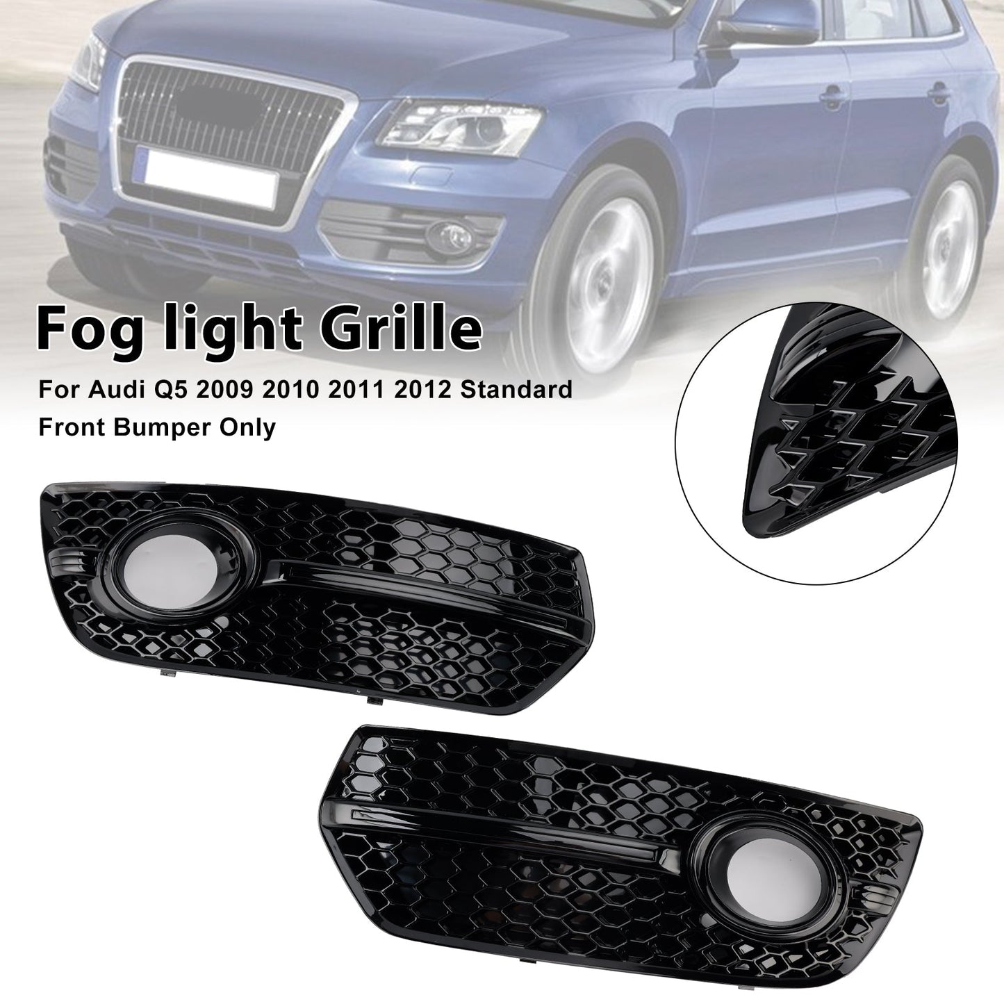 2009-2012 Audi Q5 2PCS Front Bumper Grill Fog Light Lamp Covers
