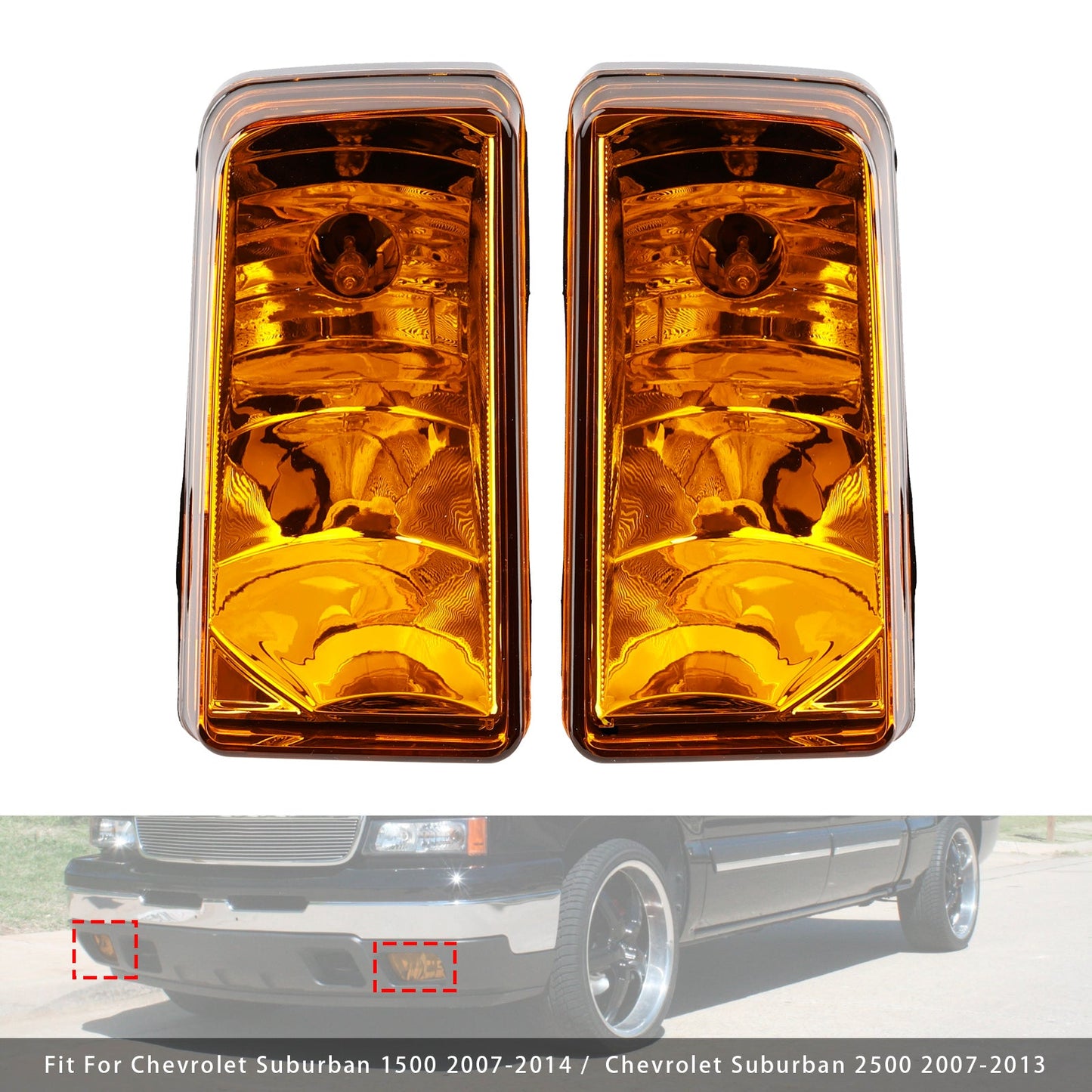 Pair Fog Light Lamps With Bulbs For Chevy Tahoe Sierra 2007-2015 Yellow Lens