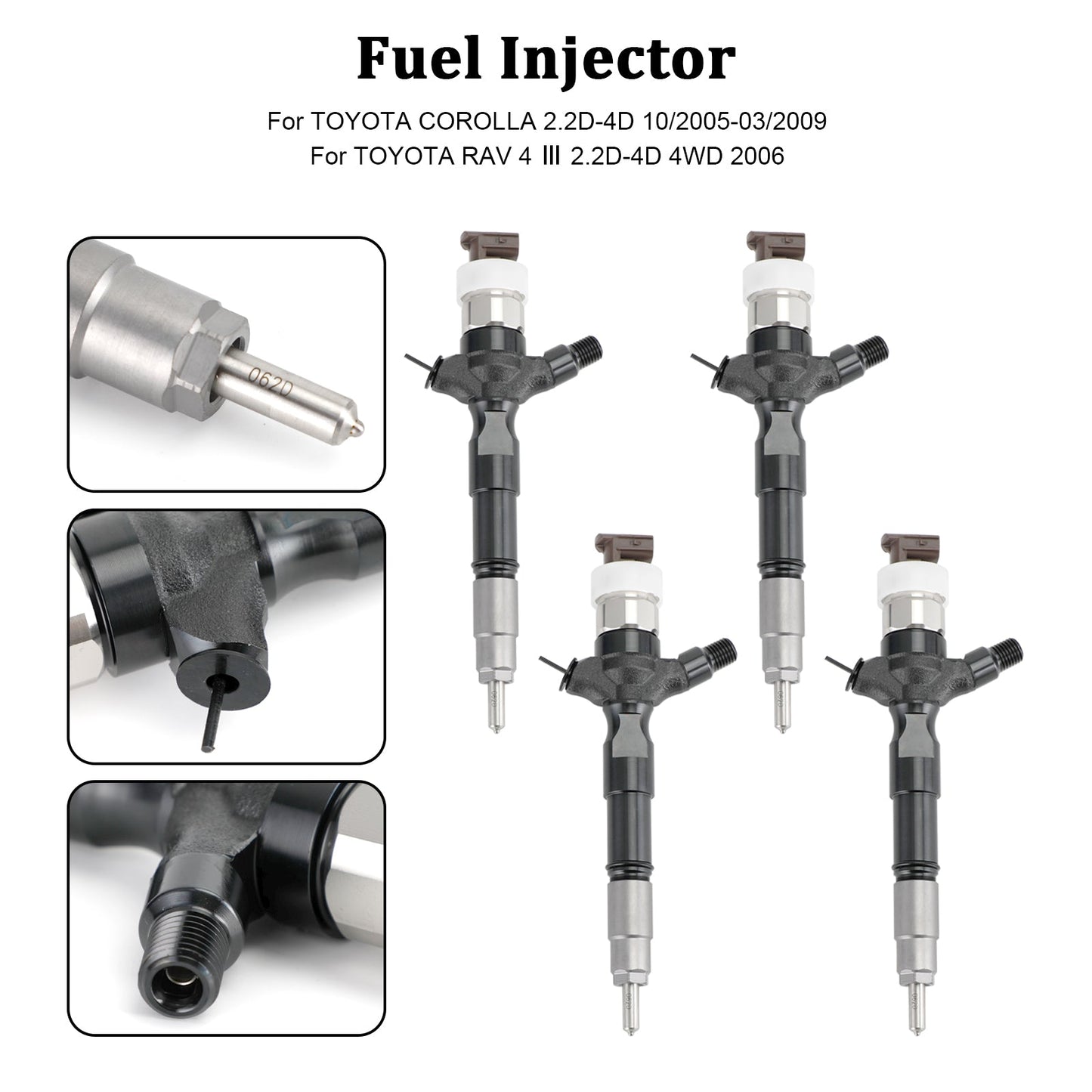 4PCS Fuel Injector 23670-30140 Fit Toyota Land Cruiser Hilux 2006+ 095000-6760