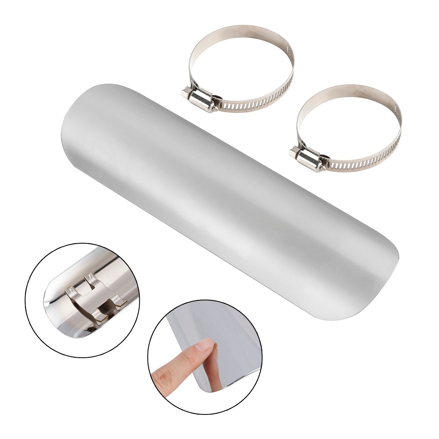 Steel Exhaust Muffler Pipe Heat Deflector Cover Chromeb For Motorcycle Scooter BlackD