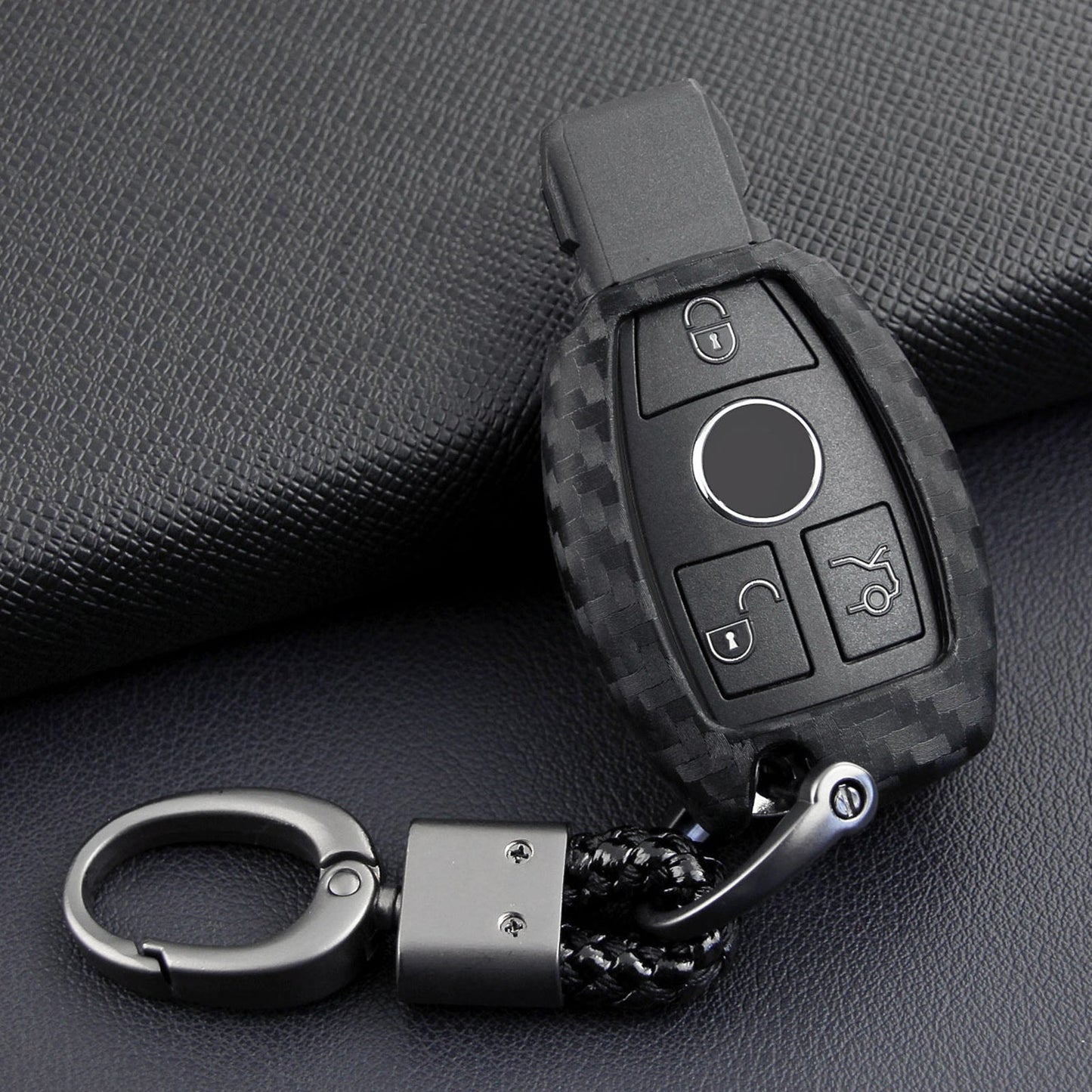 Leather Silicone Car Key Case Cover With Buckle For Mercedes-Benz