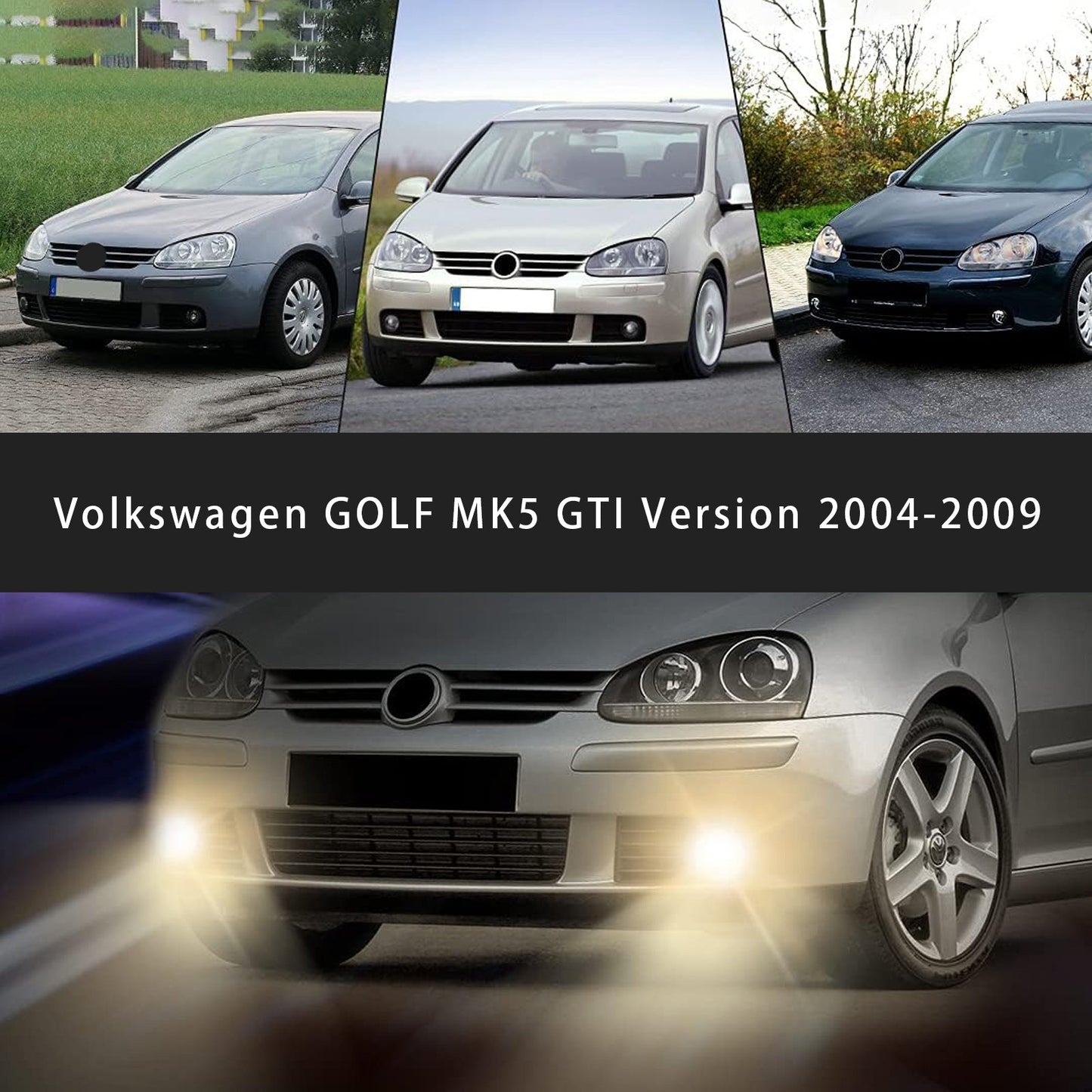 Pair Front Fog Light Lamps For Volkswagen GOLF MK5 GTI Version 2004-2009