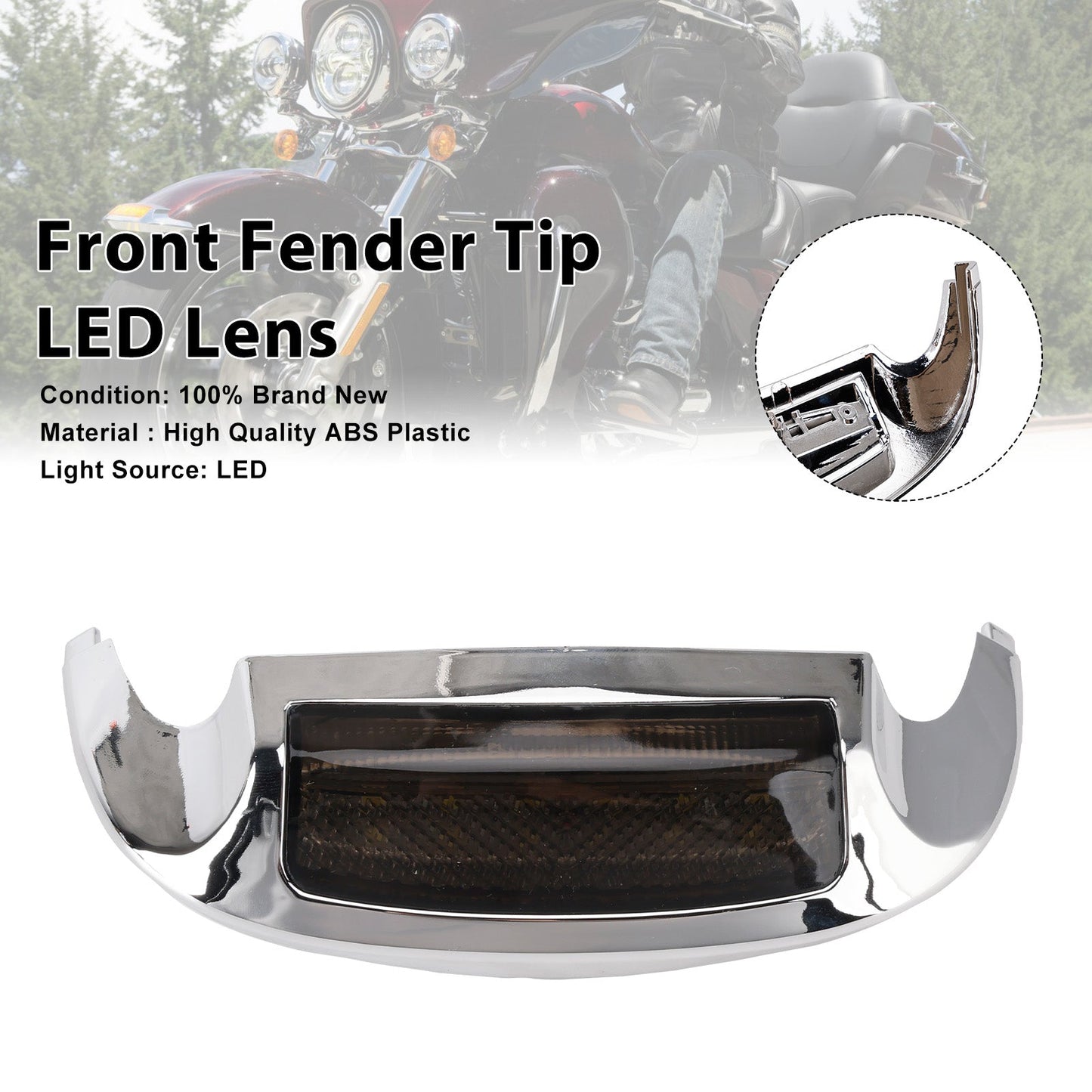 Front Fender Tip LED Lens Fit For Electra Glide Ultra Limited Low 2014-2023