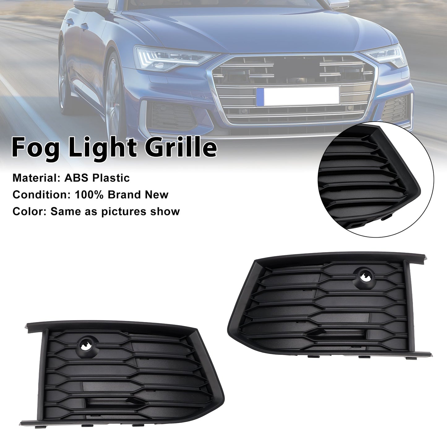 2019-2023 Audi A6 C8 S-Line S6 2PCS Front Fog Light Lamp Bezel