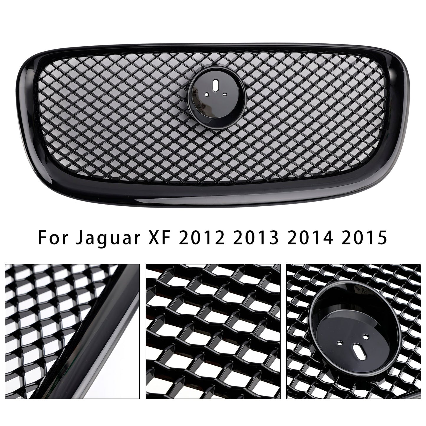 XF-R Style Front Bumper Grill Grille Fit Jaguar XF 2012-2015 Gloss Black