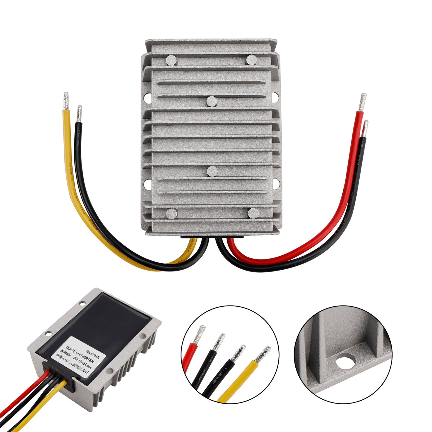 Waterproof Buck Step Down Converter DC30-90V to DC12V 25A Car Power Module