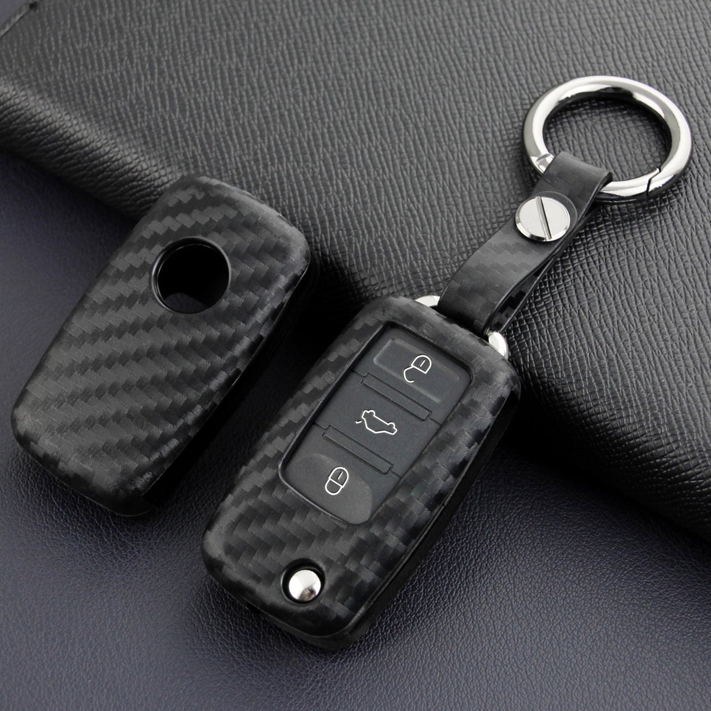 Leather Silicone Car Key Case Cover With Buckle For Volkswagen Golf MK6