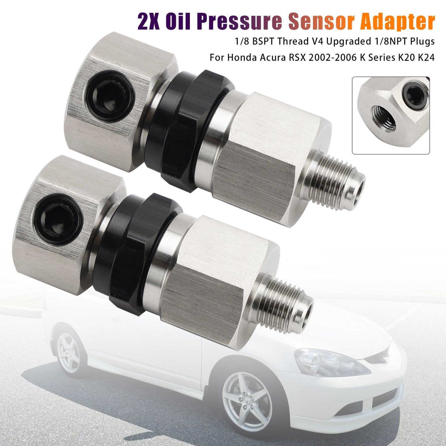 2002-2006 Honda Acura RSX K Series K20 K24 2x Oil Pressure Sensor Adapter