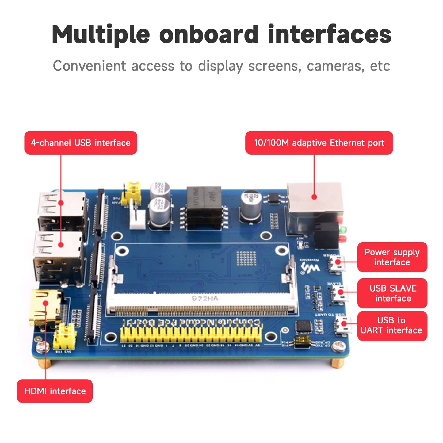 Raspberry Pi Compute Module Expansion Board CM4S/CM3 Baseboard POE Power Supply