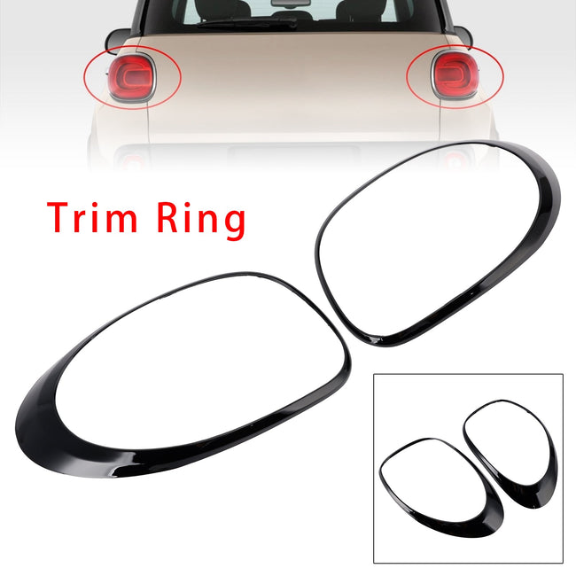 Left+Right Rear Taillight Lamp Trim Ring For Fiat 500L 2014-2020 Black