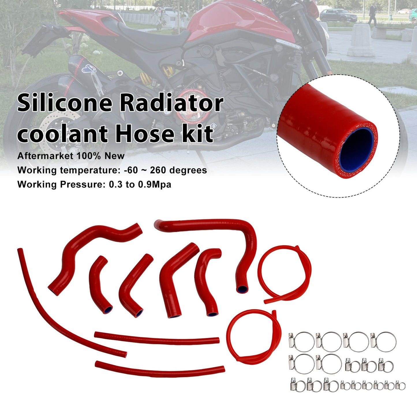 2021-2025 Ducati Monster 937 Silicone Radiator coolant Hose