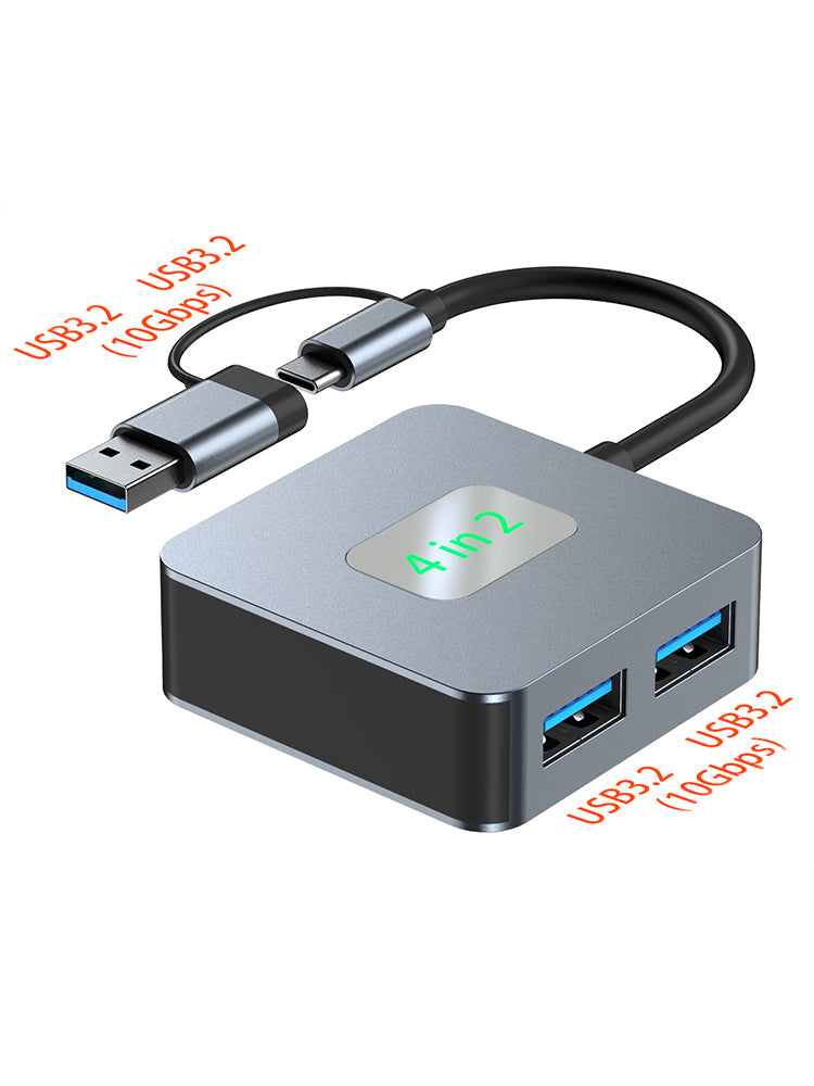 4 in 2 Type-C + USB to USB3.2*4 Interface Hub Adapter Dock for MacBook iPad 15