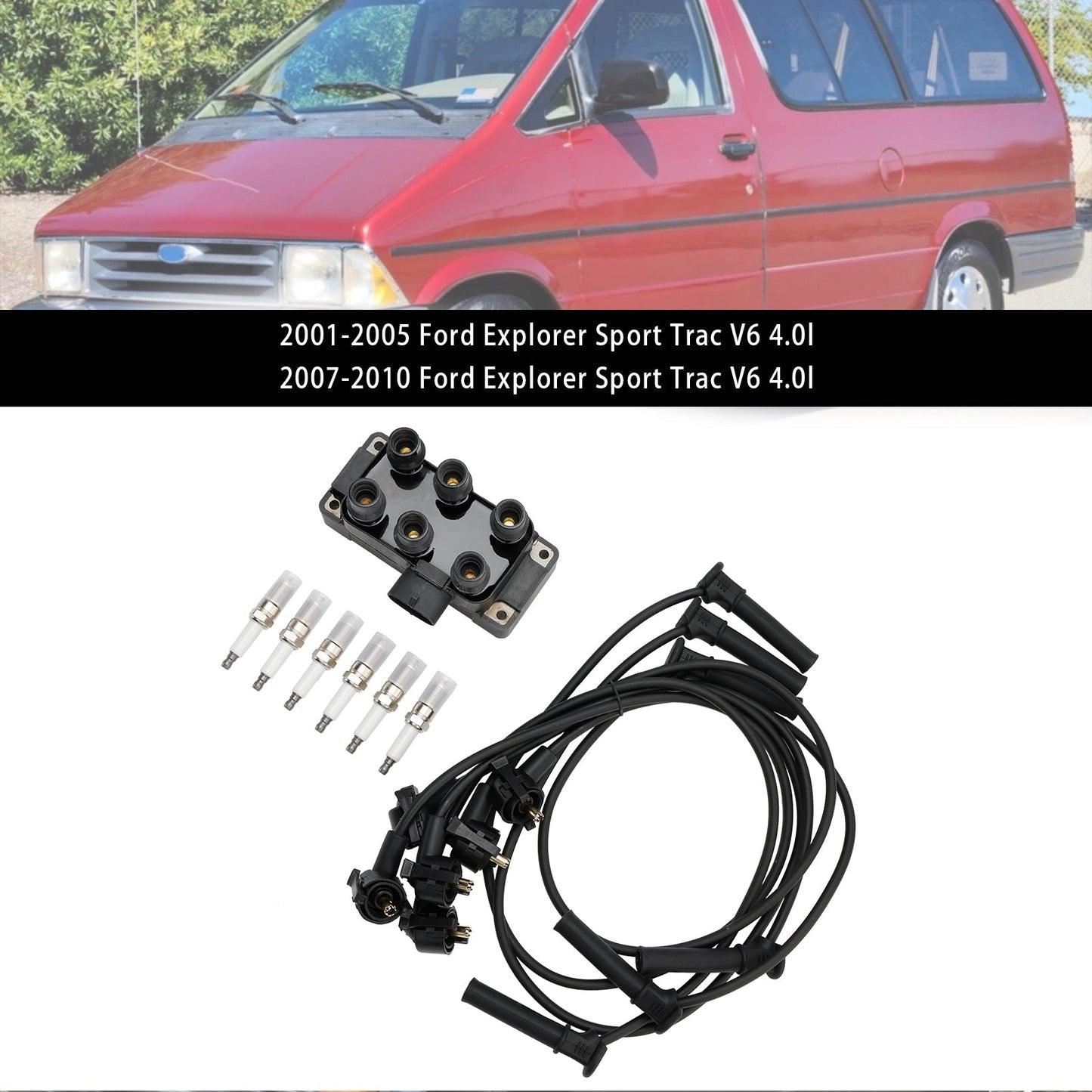 1991-2010 Ford Explorer V6 4.0l Ignition Coil+6 Spark plug+6 Wire FD480 DG452 90TF12029A