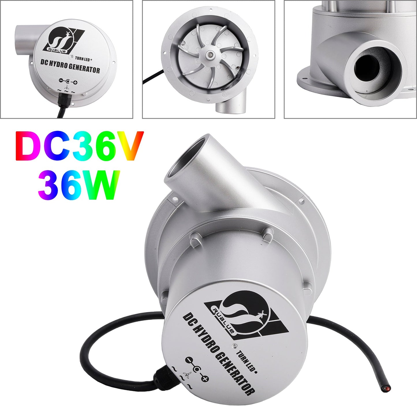 24V Water Flow Turbine Hydroelectric Generator DC36V 36W/50W AC Power Generation